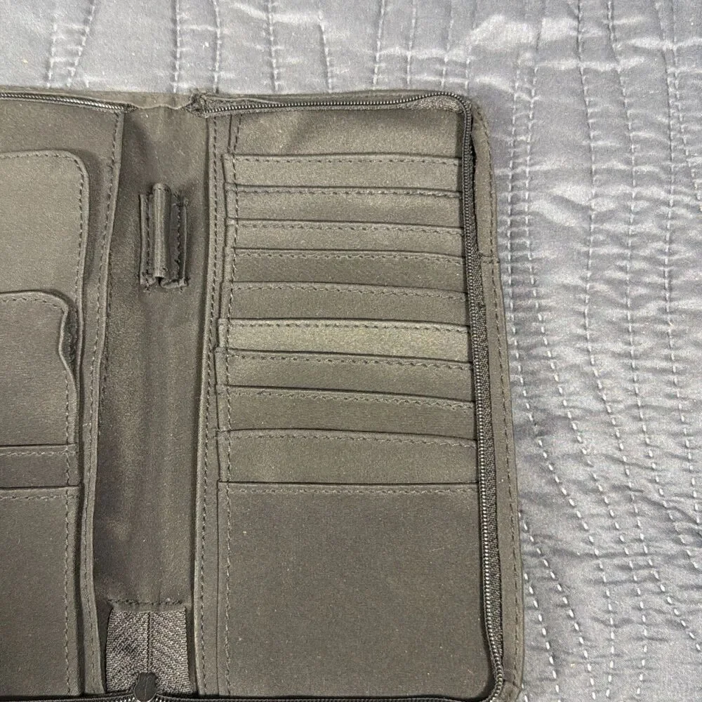 American Tourister Black Zip Around Travel Wallet Passport Document Organizer